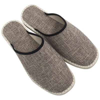 春秋男鞋子亚麻布拖鞋休闲平底包头女懒人鞋透气防滑布底手工拖鞋