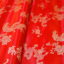 中国风厂家直销龙凤牡丹织锦缎服装面料唐装包装童装丝绸缎面礼服