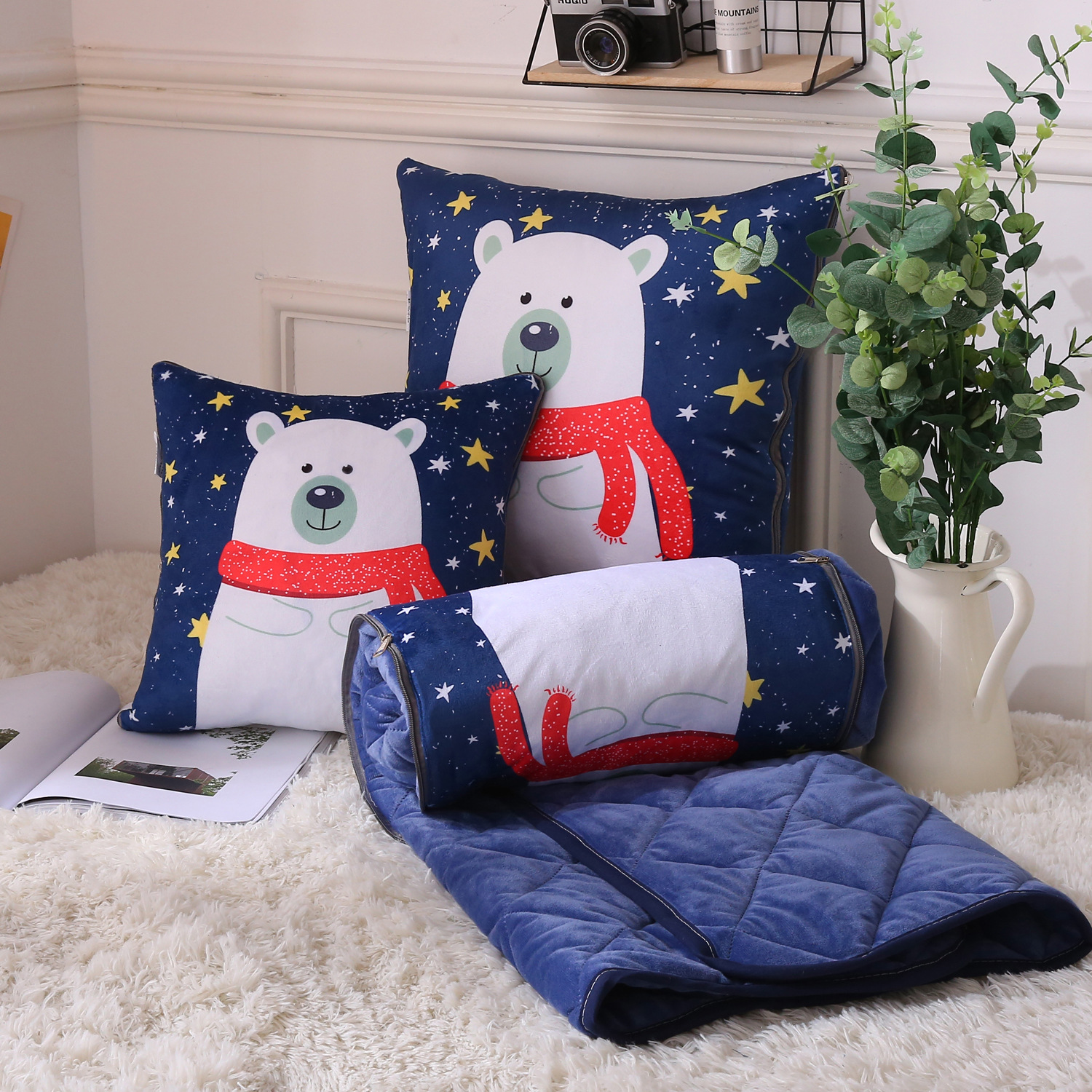2018新款抱枕被子两用 四季宝宝绒卡通抱枕靠垫被可订做 厂家直销