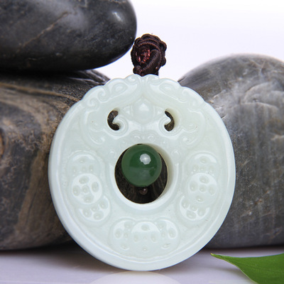 天然和田玉珠联璧合吊坠挂绳白玉男女款正品原石玉坠玉佩项链
