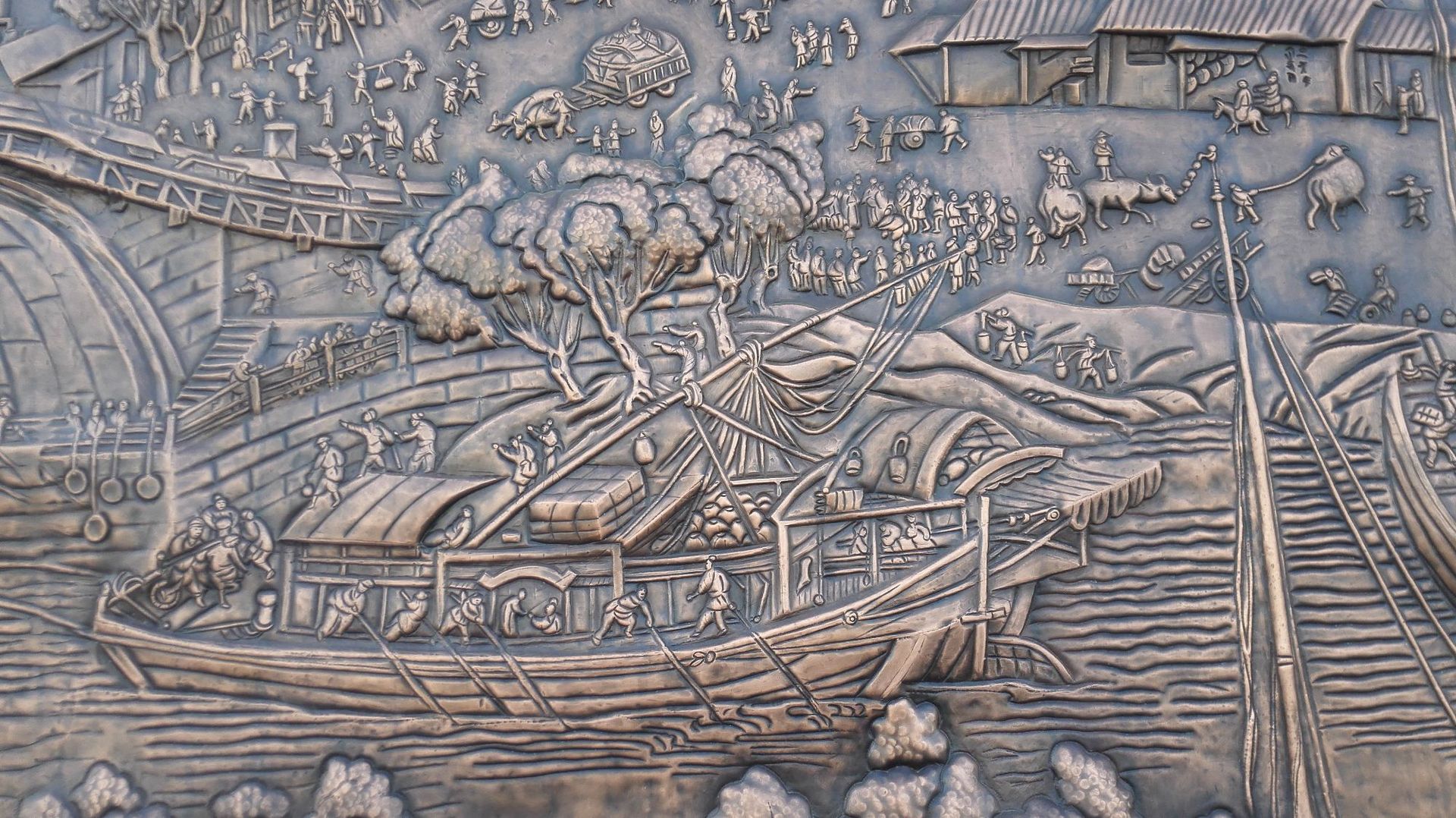 清明上河图锻铜敲铜人物浮雕山西省艺术装饰雕塑户外铸铜公共场所