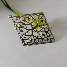 diy铁片饰品配件 菱形镂空带吊大吊坠 古装服饰腰链鞋花材料批发
