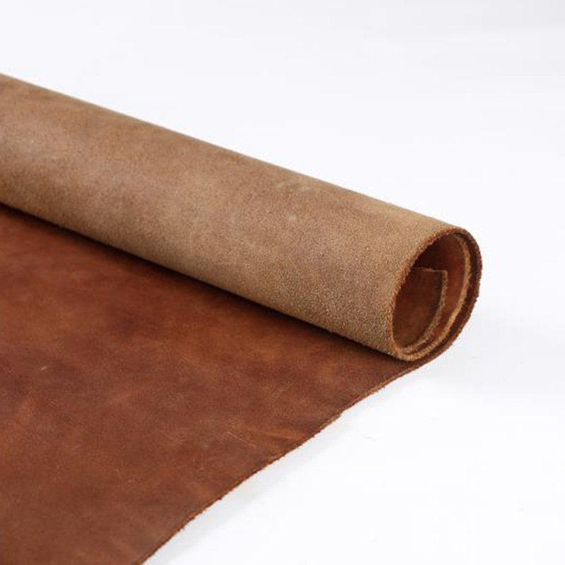 厂家直销 头层马皮印花箱包真皮皮料 棕色疯马皮家具 批发