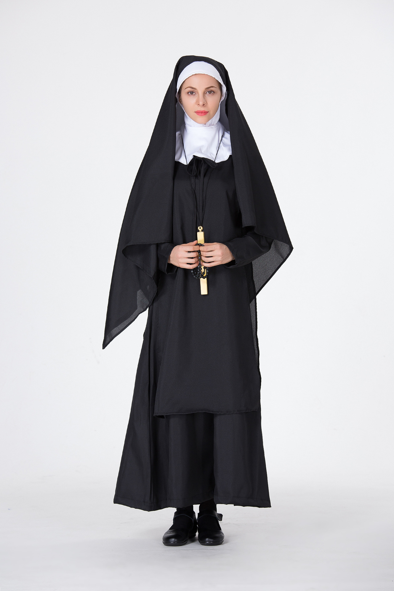分码万圣节表演服圣母玛利亚服装修女服牧师服装舞会演出服实拍