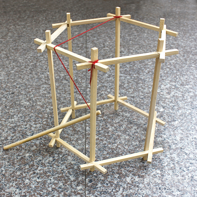 猪中秋装饰灯笼diy材料六角宫灯灯笼架子六边形竹制骨架手工配件