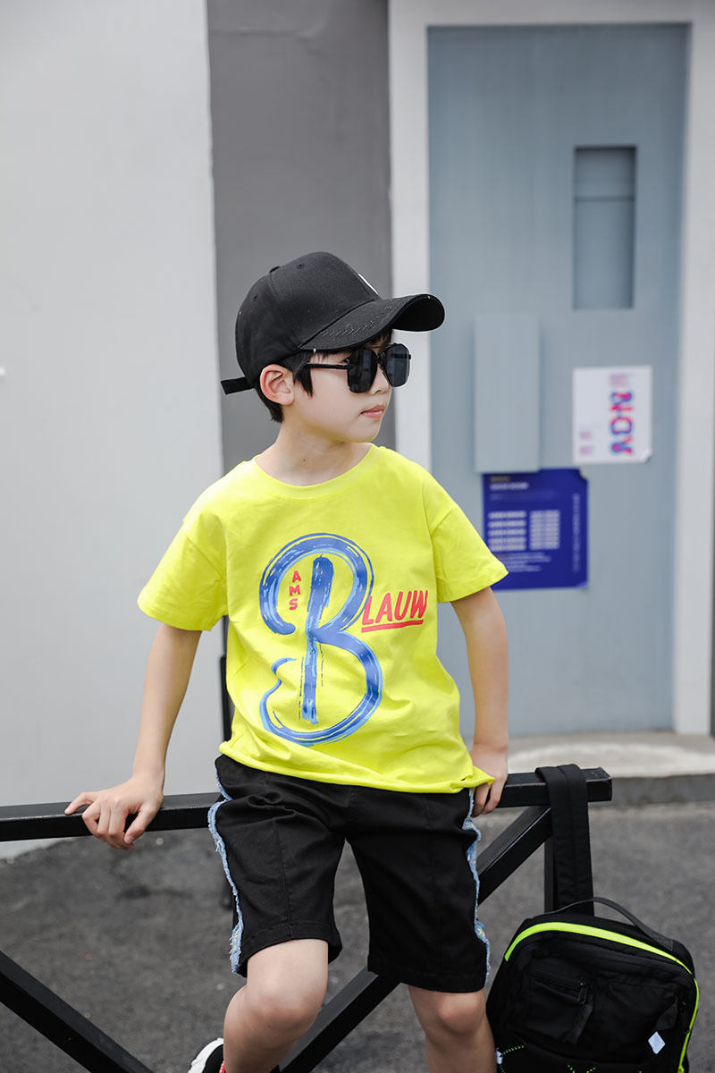 marmosetdad2018品牌童装夏季小勇士中童韩版全棉短袖t恤