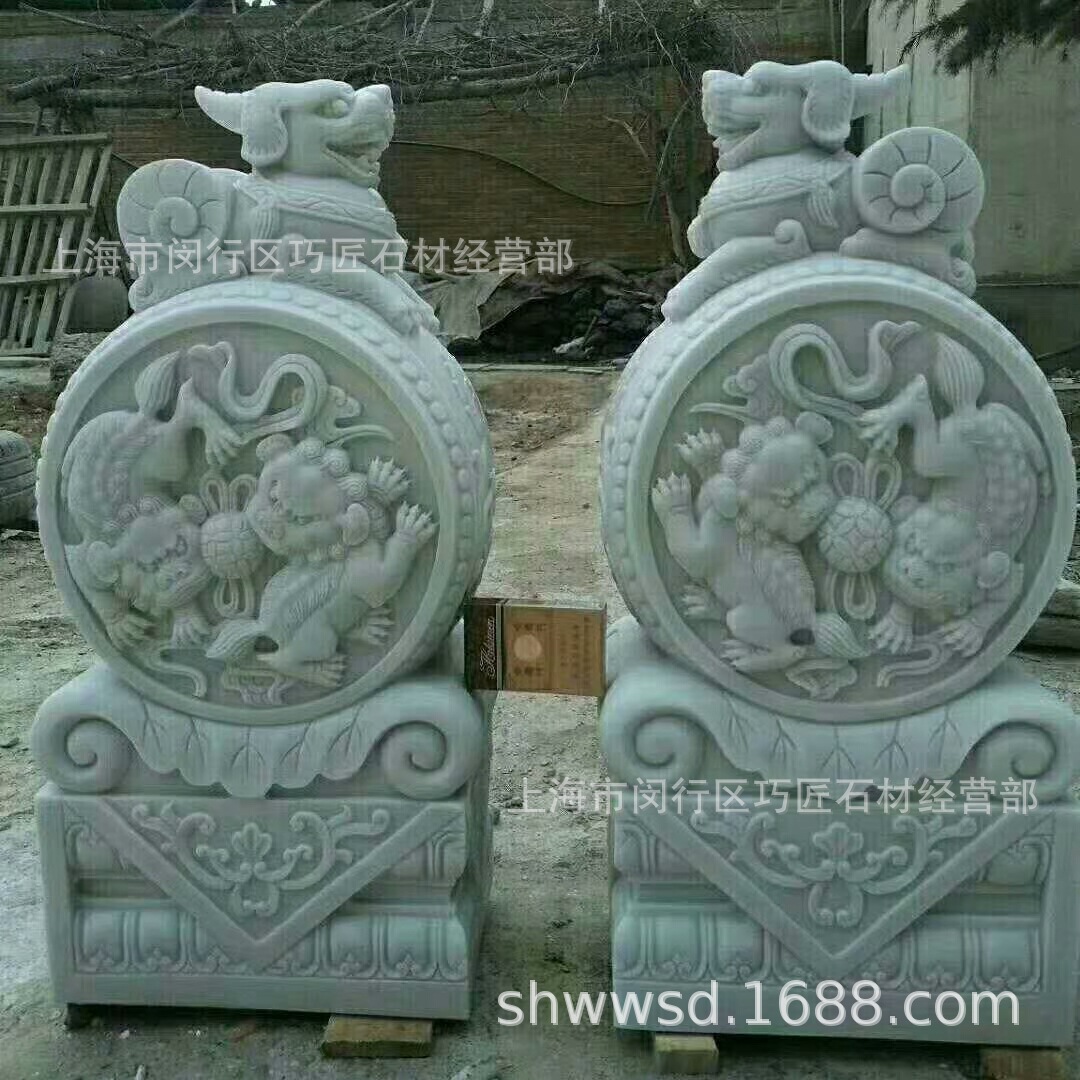 上海厂家直销青石仿古户对，木门装饰抱鼓石，仿古建筑石鼓石雕
