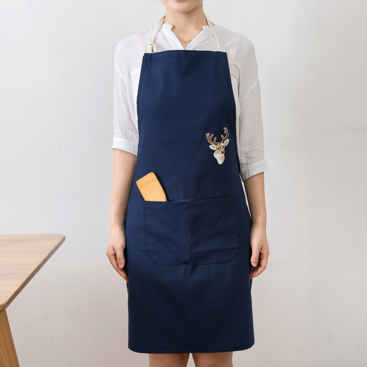 ins北欧棉麻创意围裙简约韩版时尚厨房个性男士成人纯棉工作服