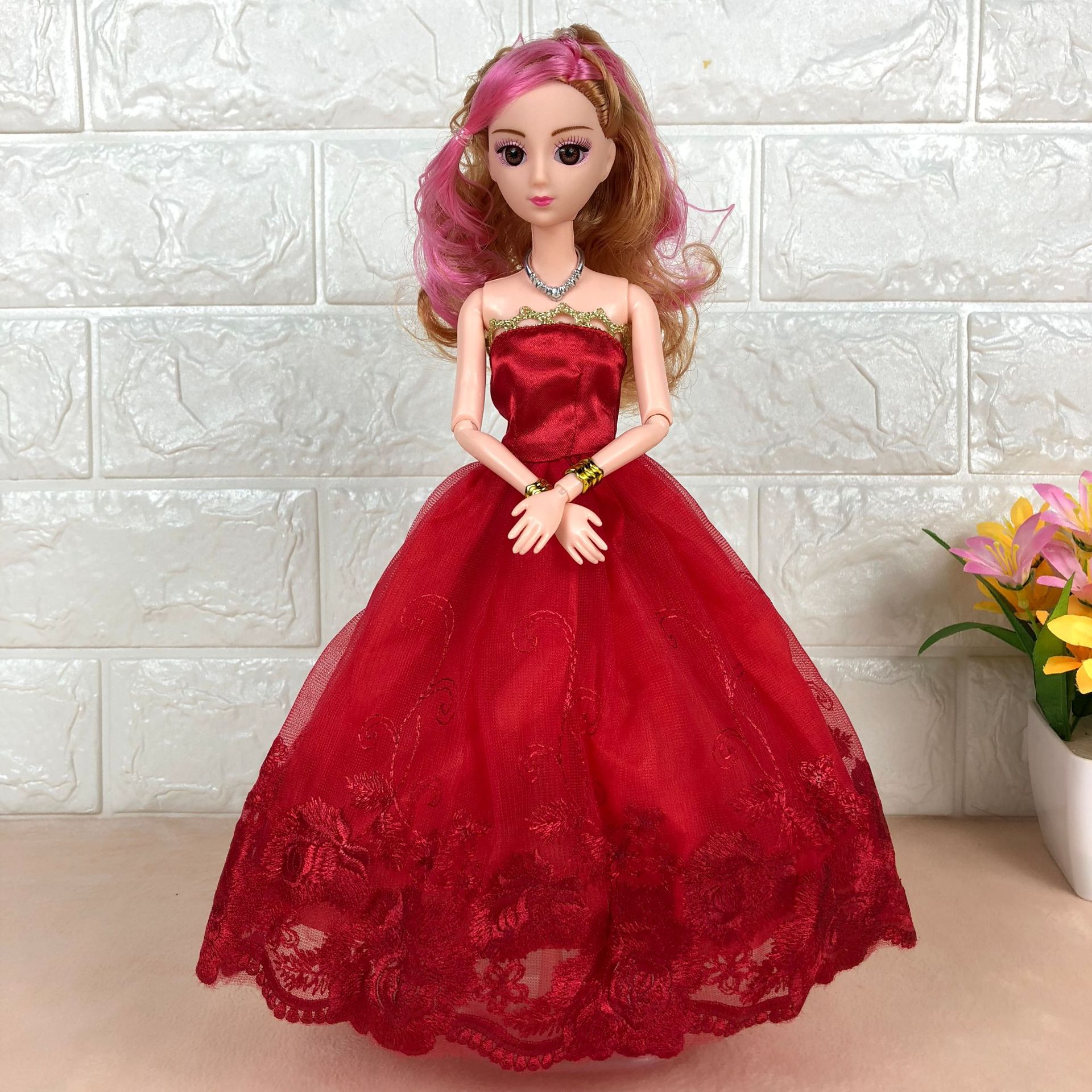 新齐芭比娃娃3d真眼关节公主女孩换装洋娃娃婚纱过家家女童玩具