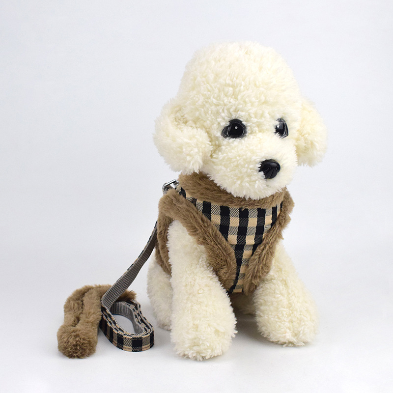 Genius Dog New Pet Supplies Autumn and Winter Fleece-Lined Dog Breast Strap Vest Pet Hand Holding Rope Wholesale