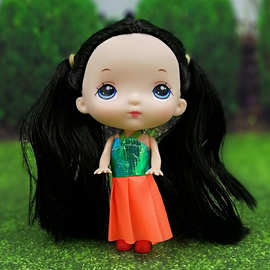 迷糊娃娃美人鱼大头娃娃蛋糕装饰品17cm长头发可爱卡通公仔玩具