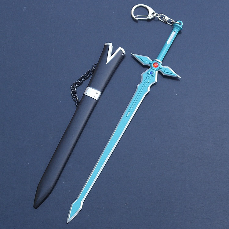 刀剑武器兵器桐人阐释者 白剑逐暗者带鞘刀扣钥匙扣22厘米