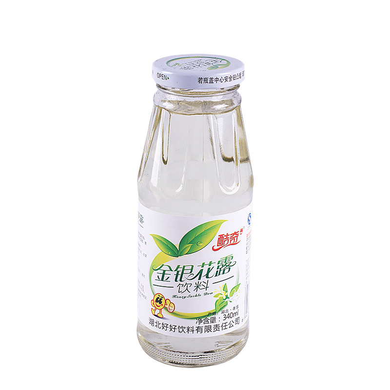 酷奇金银花露饮料植物凉茶饮品玻璃瓶340ml*12瓶