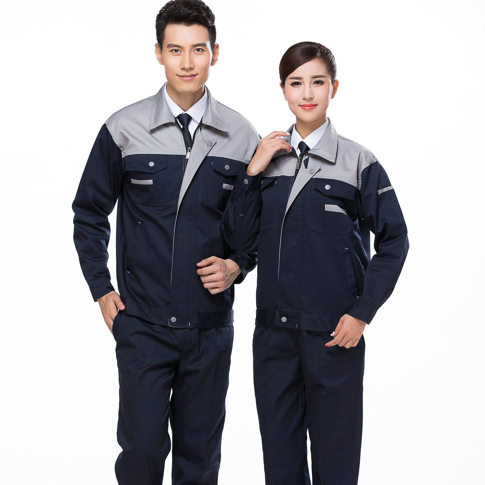 秋冬长袖工作服套装男女汽修工装上衣工行车间厂服长袖劳保服厂家