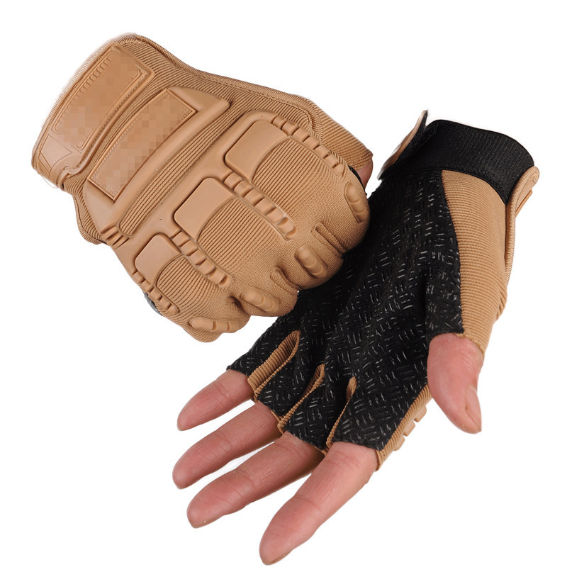 Military Fan Tactical Half Finger Gloves Men's Outdoor Non-Slip Wear-Resistant Special Forces Training Sports Biking Mountain Climbing Gloves Breathable