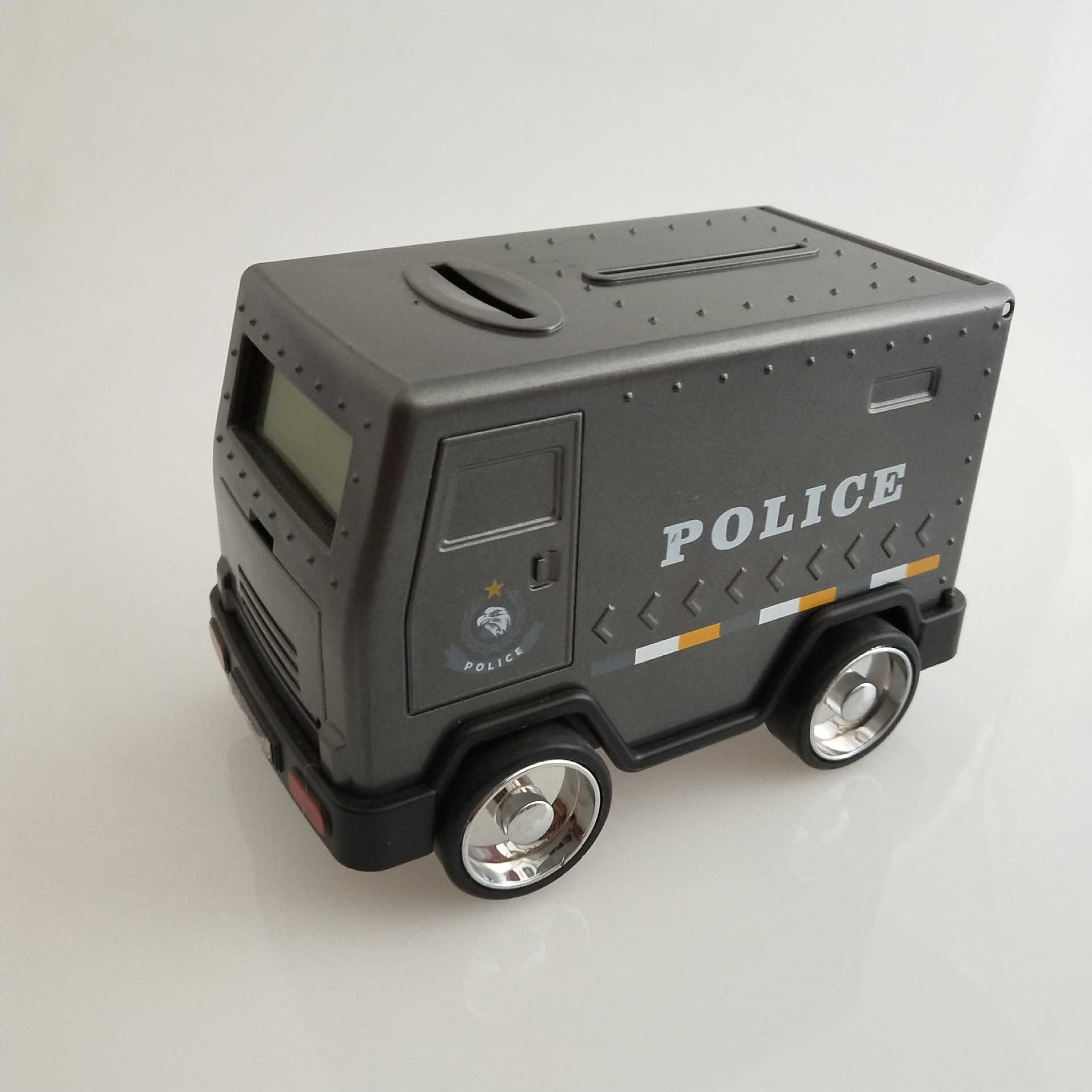 原厂直销新品运钞车存钱罐闹钟 学生创意小车密码储蓄罐 js1305a