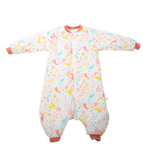 宝宝睡袋2-5岁儿童加厚秋冬款防踢被可拆袖分腿式全棉印花睡袋四