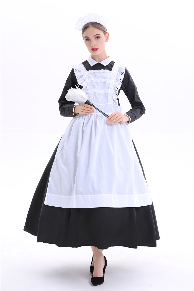 加大码欧美女仆装黑白女佣菲佣角色扮演服装 万圣节德国啤酒节服