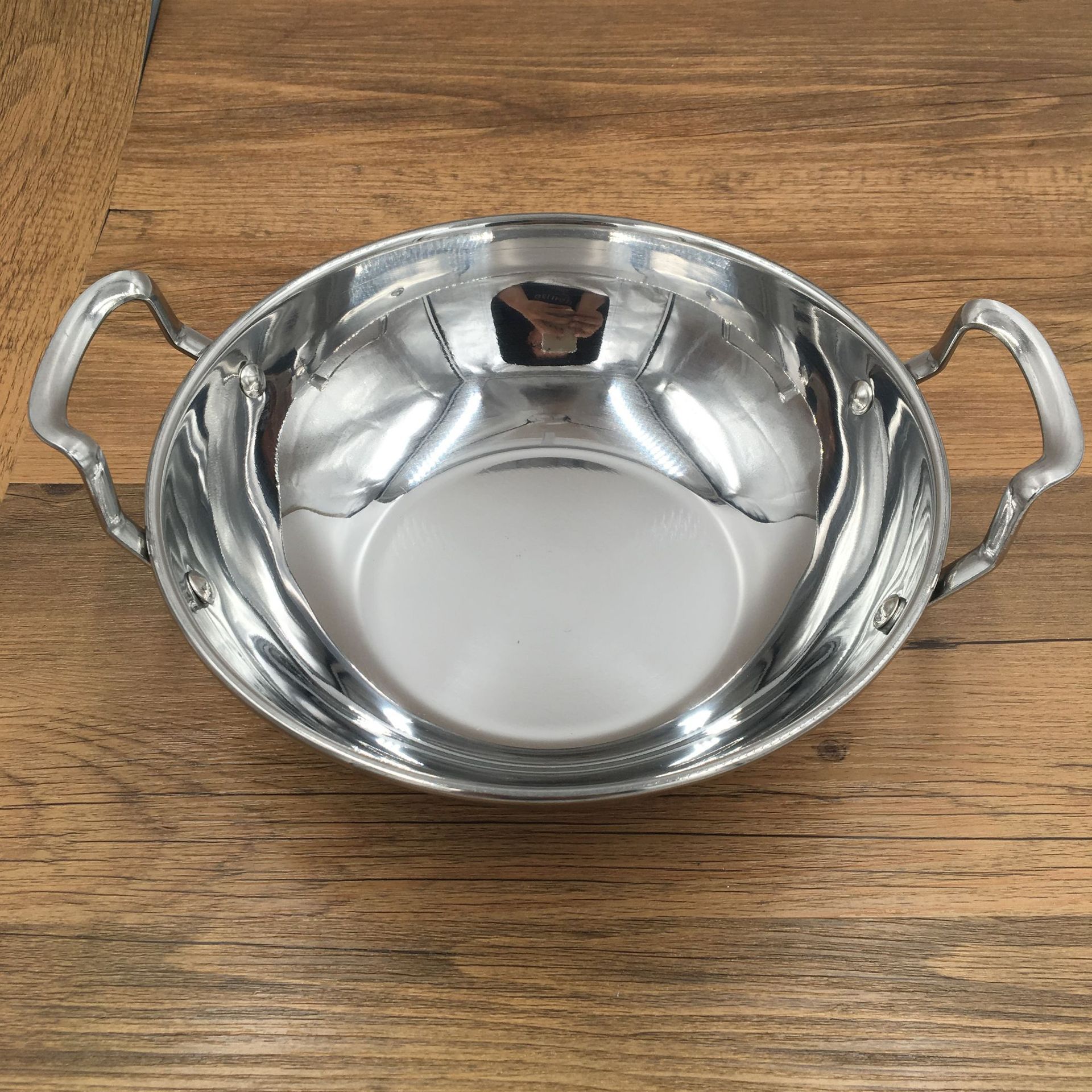 带盖酒吧鼎特厚不锈钢平底锅仔家用小火锅干锅酒精炉火锅盆防溢锅