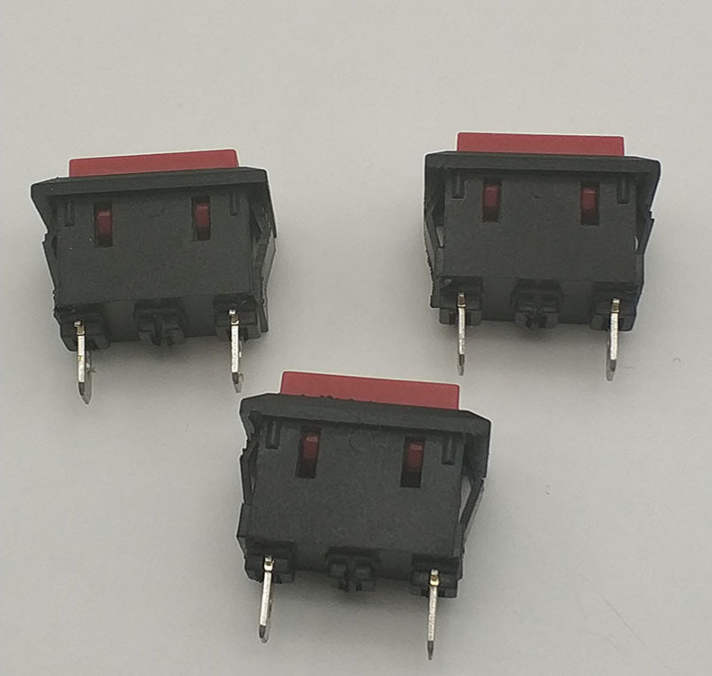 翘板船形开关kcd1-102-2p复位 船型按钮开关2脚红色/黑色电源按键