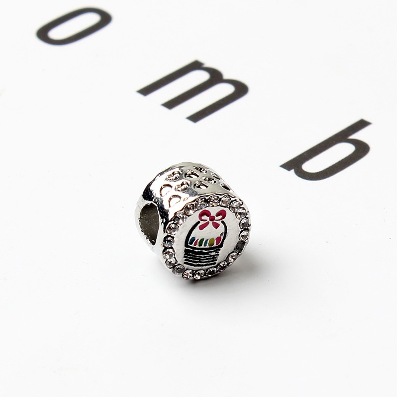 镶钻画油珠子合金礼盒大孔珠 diy散珠欧美女士饰品配件 手链串珠