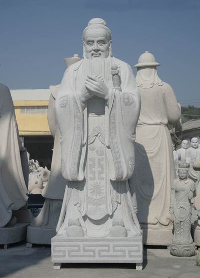 定制供应花岗岩校园孔子像 精品石雕孔子像历史名人孔夫子雕像