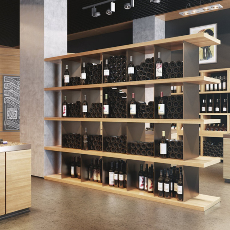 厂家红酒展示柜店铺用酒窖木质格子红酒展示柜多层红酒柜子展柜