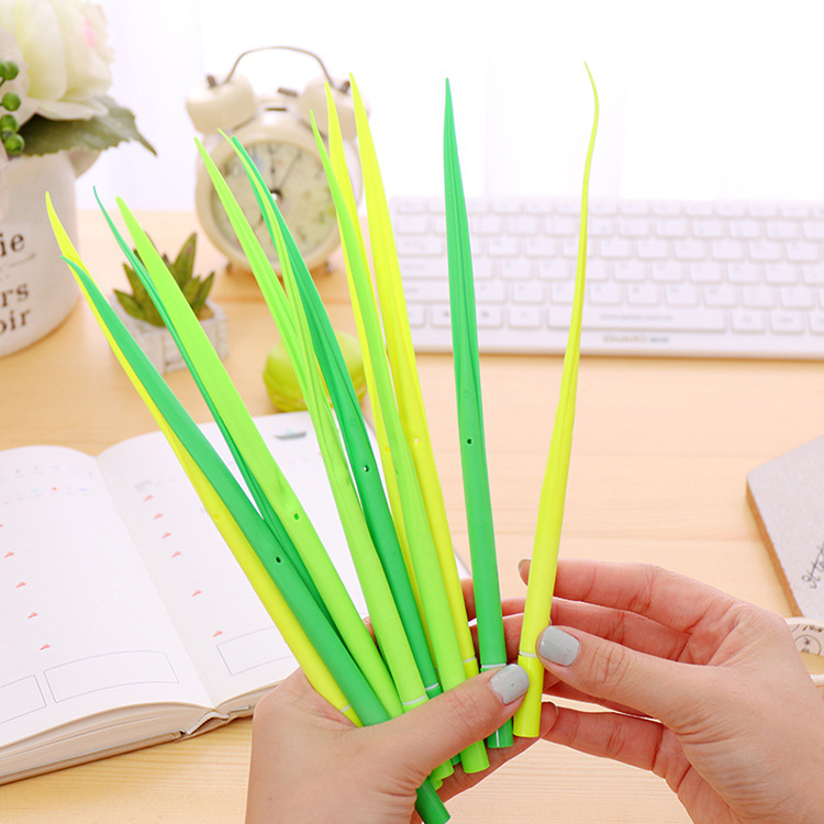 日韩文具创意中性笔绿色小草笔中性笔学生礼品文具批发