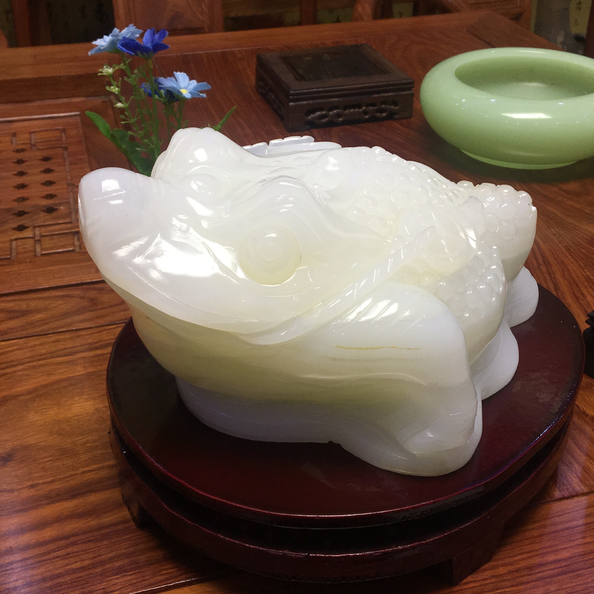 真玉阿富汗玉金蟾摆件腰缠万贯摆件客厅办公室商务礼品玉器工艺品