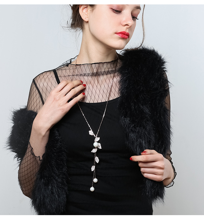 毛衣链长款大气挂件项链女韩版时尚气质个性衣服配饰吊坠 玫瑰金色