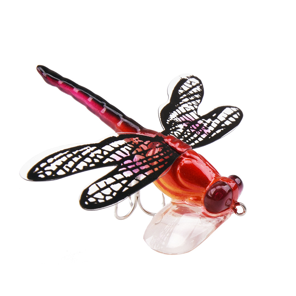 7cm/6g飞钓饵毛钩仿生蜻蜓假饵昆虫路亚鱼饵水面系波爬飞蝇饵外贸