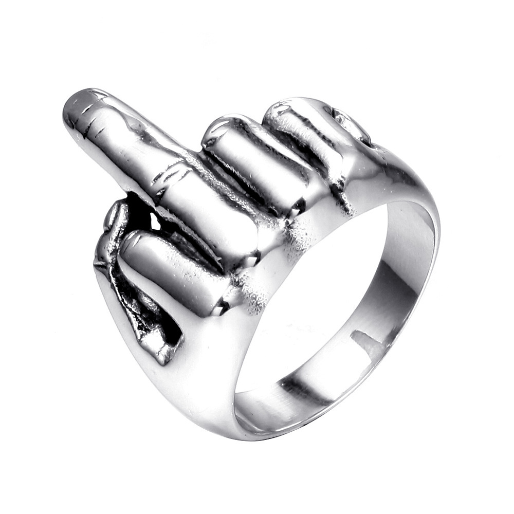 欧美跨境细钛钢戒指 时尚简约竖中指不锈钢戒指饰品