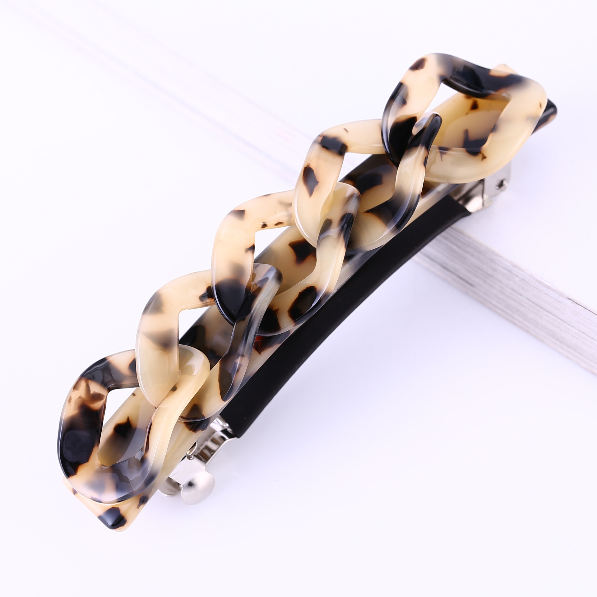 欧美高档醋酸一字弹簧夹发饰 简约复古弹簧扣女士马尾夹发夹混批