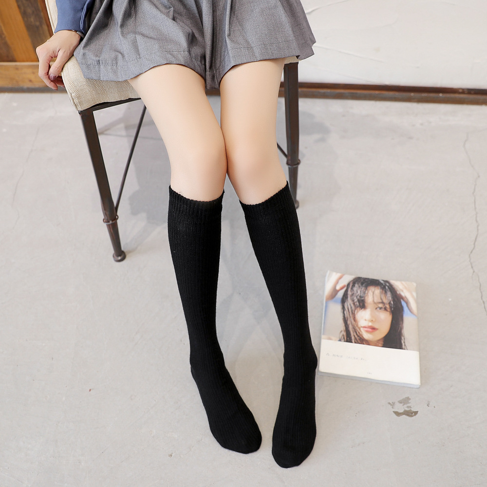 中筒棉袜女不过膝半截袜短袜及膝袜黑色中筒袜加厚袜子半腿袜2020