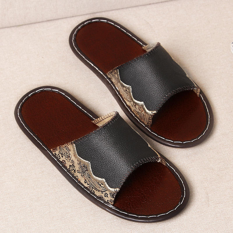 海宁牛皮拖鞋女室内成人牛筋底加厚拖鞋男士夏季透气居家皮拖批发