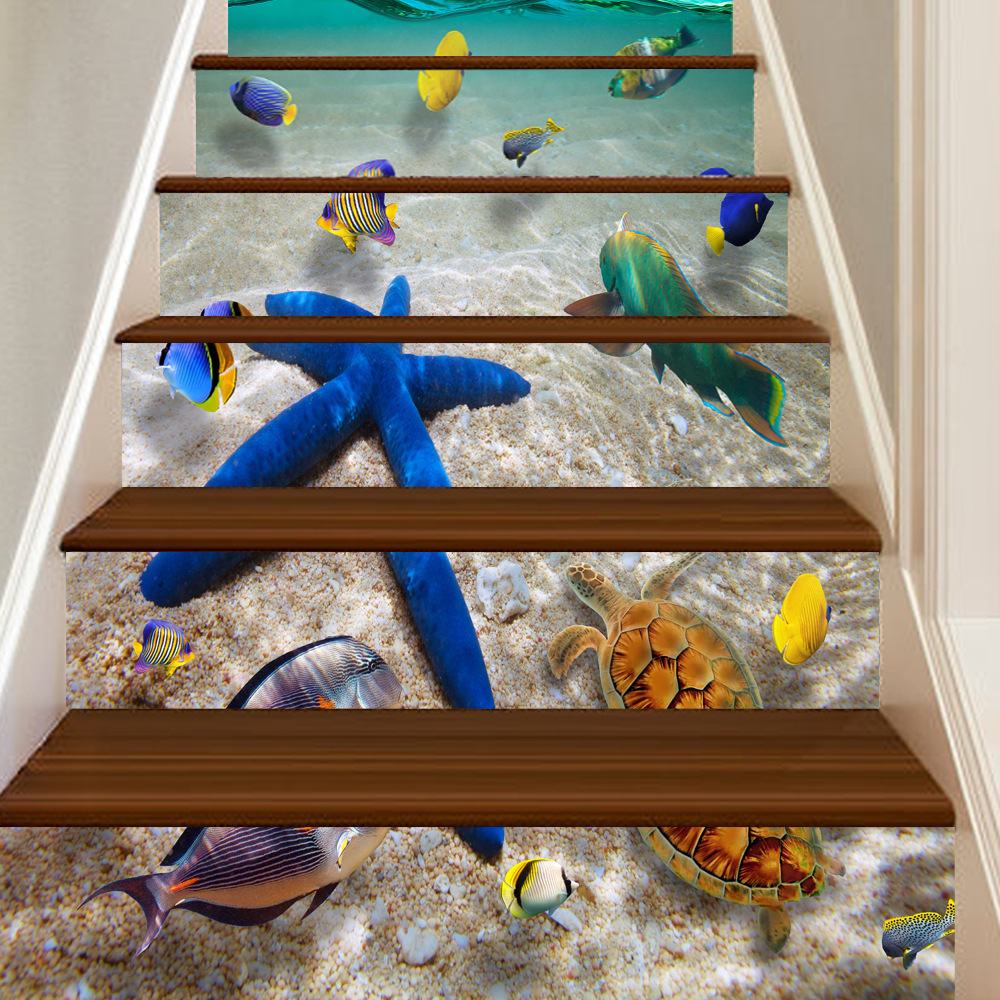 奥弗家饰 pvc打印楼梯贴 18*100cm楼梯贴纸 6片包装 来图定制