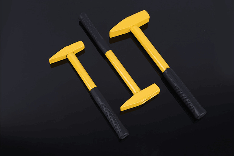 厂家供应2000g防滑钢管柄钳工锤 鸭嘴锤扁头钣金锤铁把小锤子