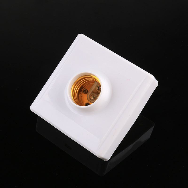 厂家批发86方型e27明装螺口平灯座灯头节能灯led塑料平灯头