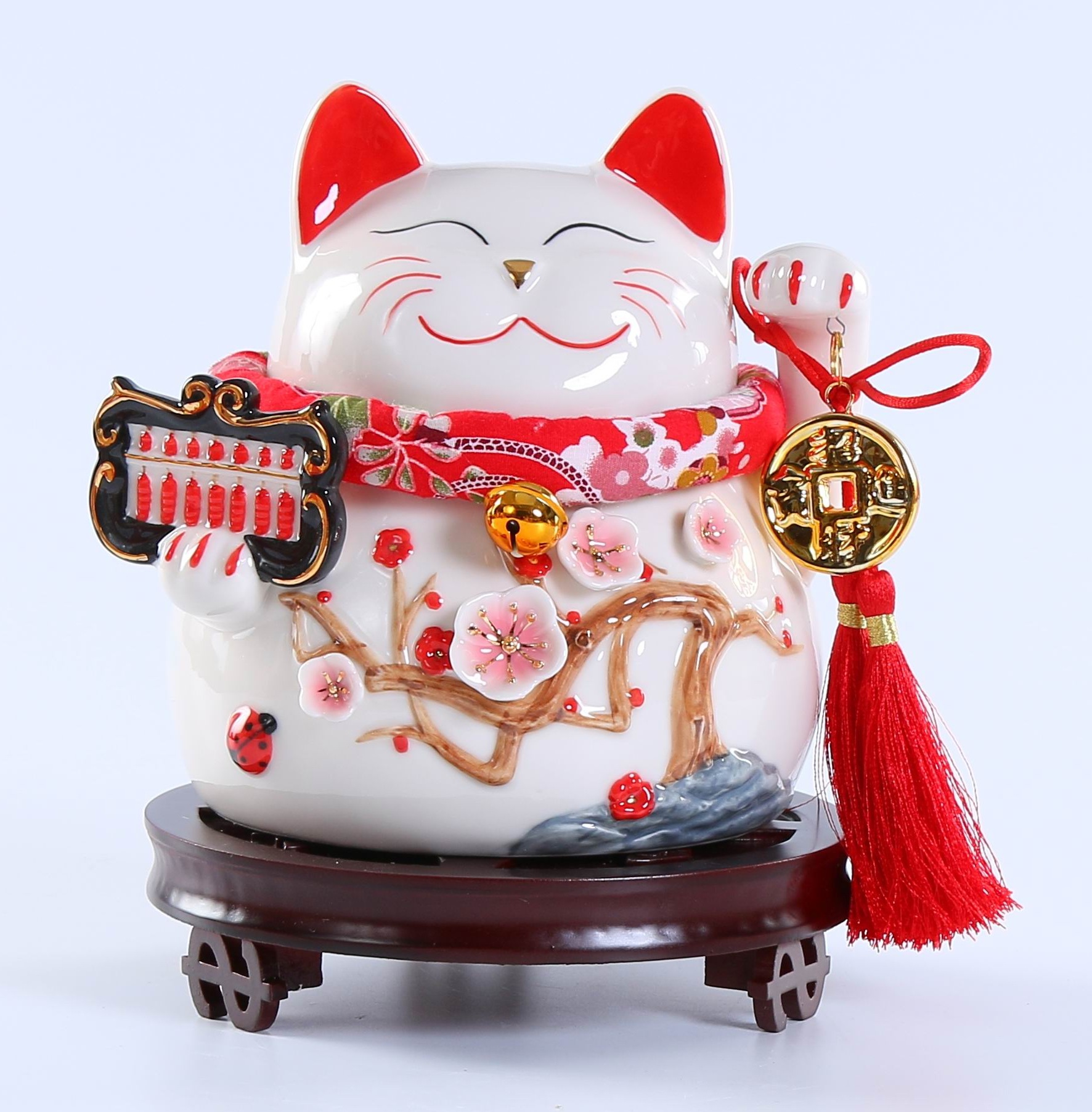 中国风陶瓷招财猫存钱罐8寸精打细算(木) 开业礼品家居摆件