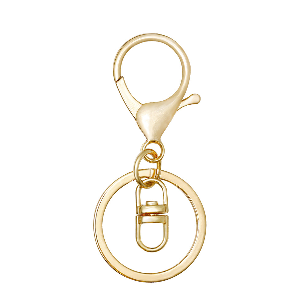 金色钥匙圈 带八字扣龙虾扣钥匙链 金属保色封油钥匙扣 10个/包