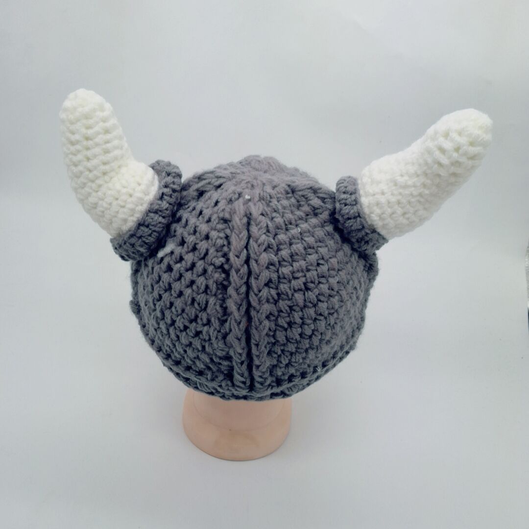 欧美加工定制牛角帽 纯手工毛线钩织帽 成人搞怪创意亲子帽针织帽