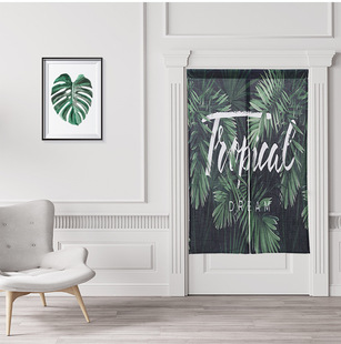 简约北欧门帘隔断帘客厅现代ins绿植布艺半挡帘卧室厨房定制门帘