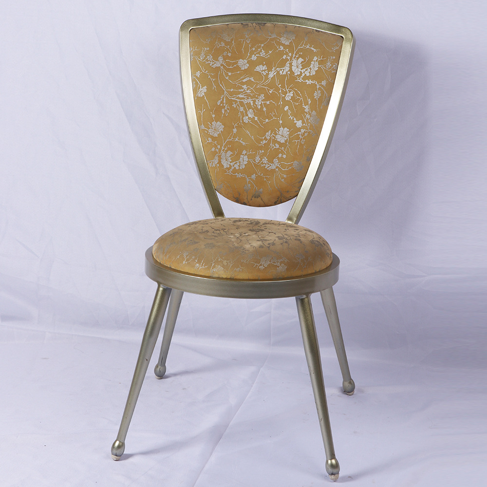 新款金属锥管休闲圆座包餐椅 现代铝合金婚礼餐椅 个性靠背酒店椅