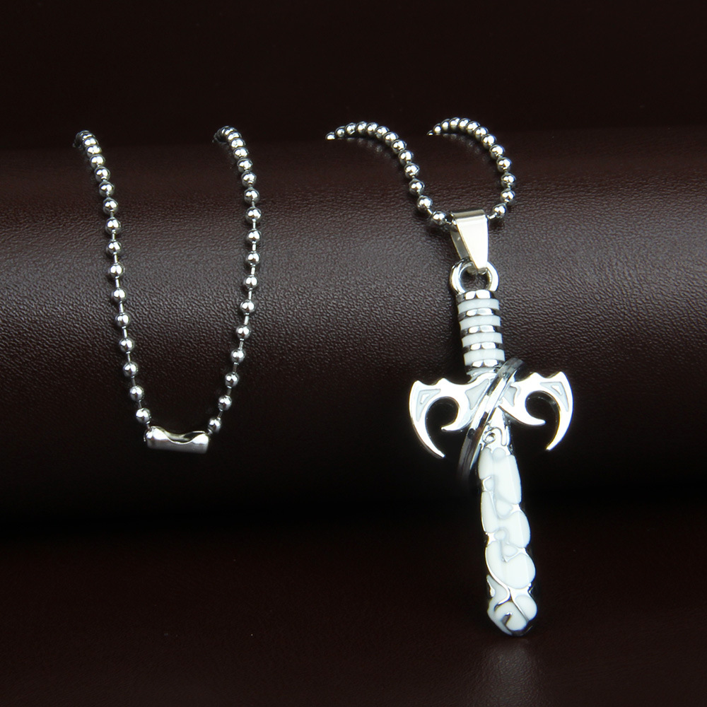 非主流个性男士短款项链动漫风格滴油不锈钢剑造型项链旅游纪念品