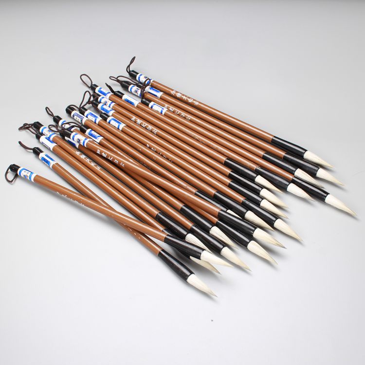 厂家批发 精制羊毫 加健白云 学生练字笔 工厂油漆毛笔 彩绘毛笔