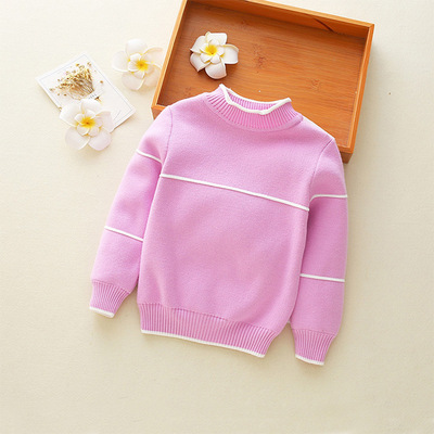 女童套头毛衣 秋冬款韩版儿童半高领羊绒线衫 小女孩针织毛线衣