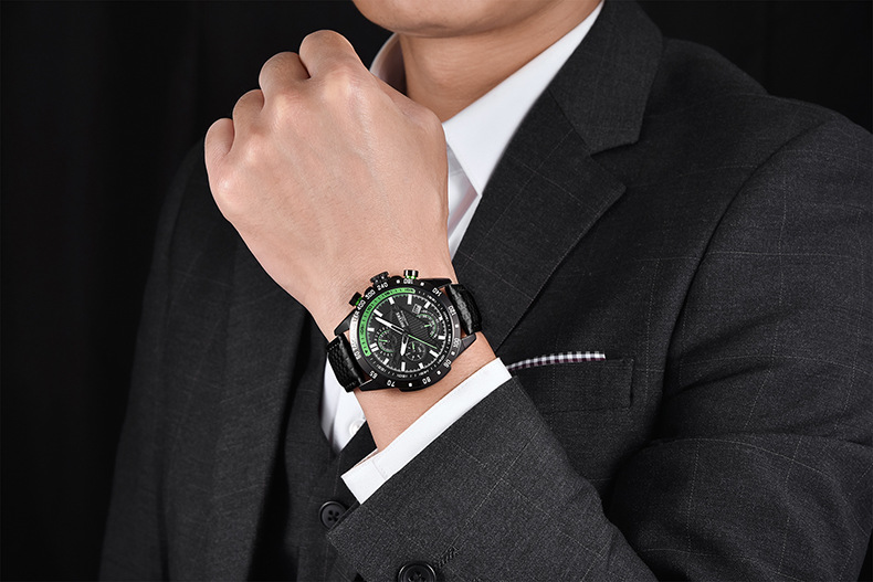 品牌手表_boyzhe品牌全自动机械防水手表蓝光面机械皮