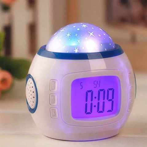 1038 Music Starry Sky Projection Clock Student Children Lazy Snooze Music Alarm Clock Creative Projection Alarm Clock Gift