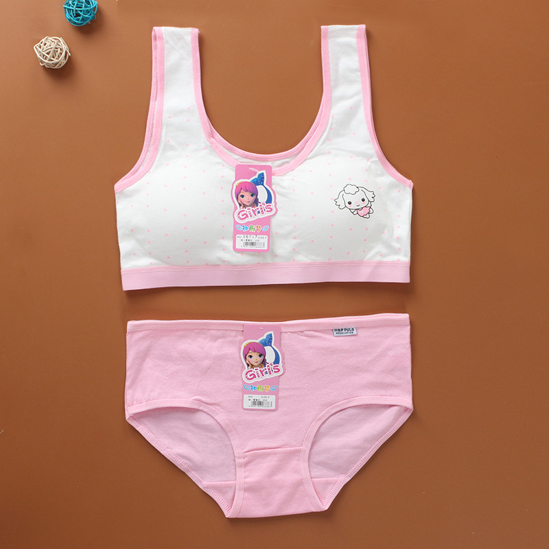 儿童文胸套装少女背心发育期内衣纯棉吊带单层夏季半身抹胸中大童