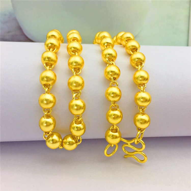 越南沙金 磨沙佛珠带沙圆珠项链 沙金首饰 沙金饰品批发 久不掉色